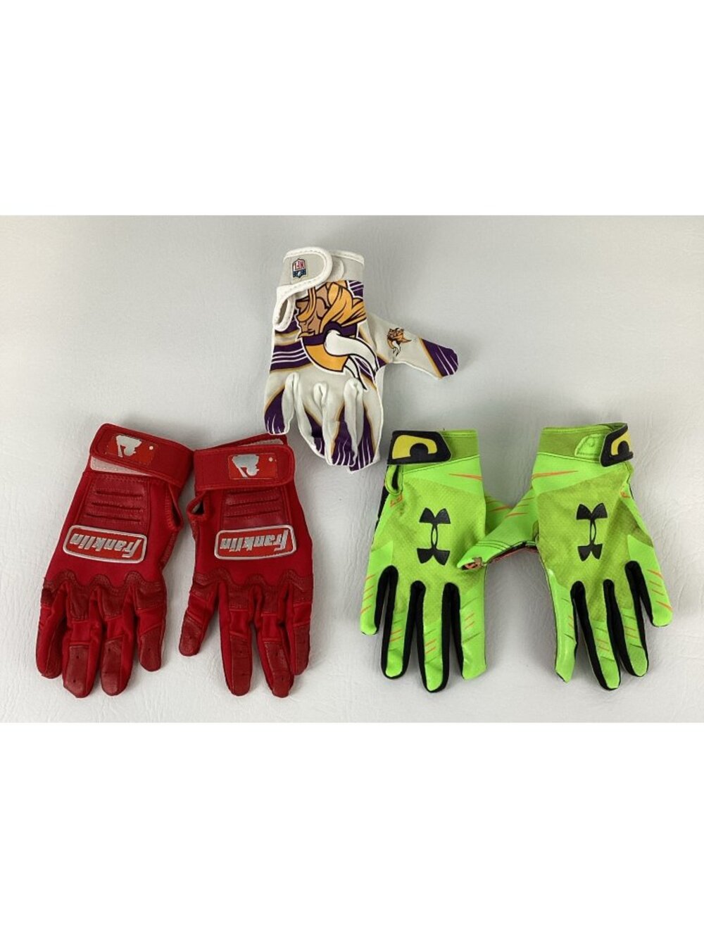 Franklin Underarmour MLB NFL Sports Gloves 2 Pairs and Right Glove Youth M/LG
